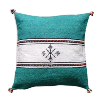 Coussin berbère marocain vert et blanc
