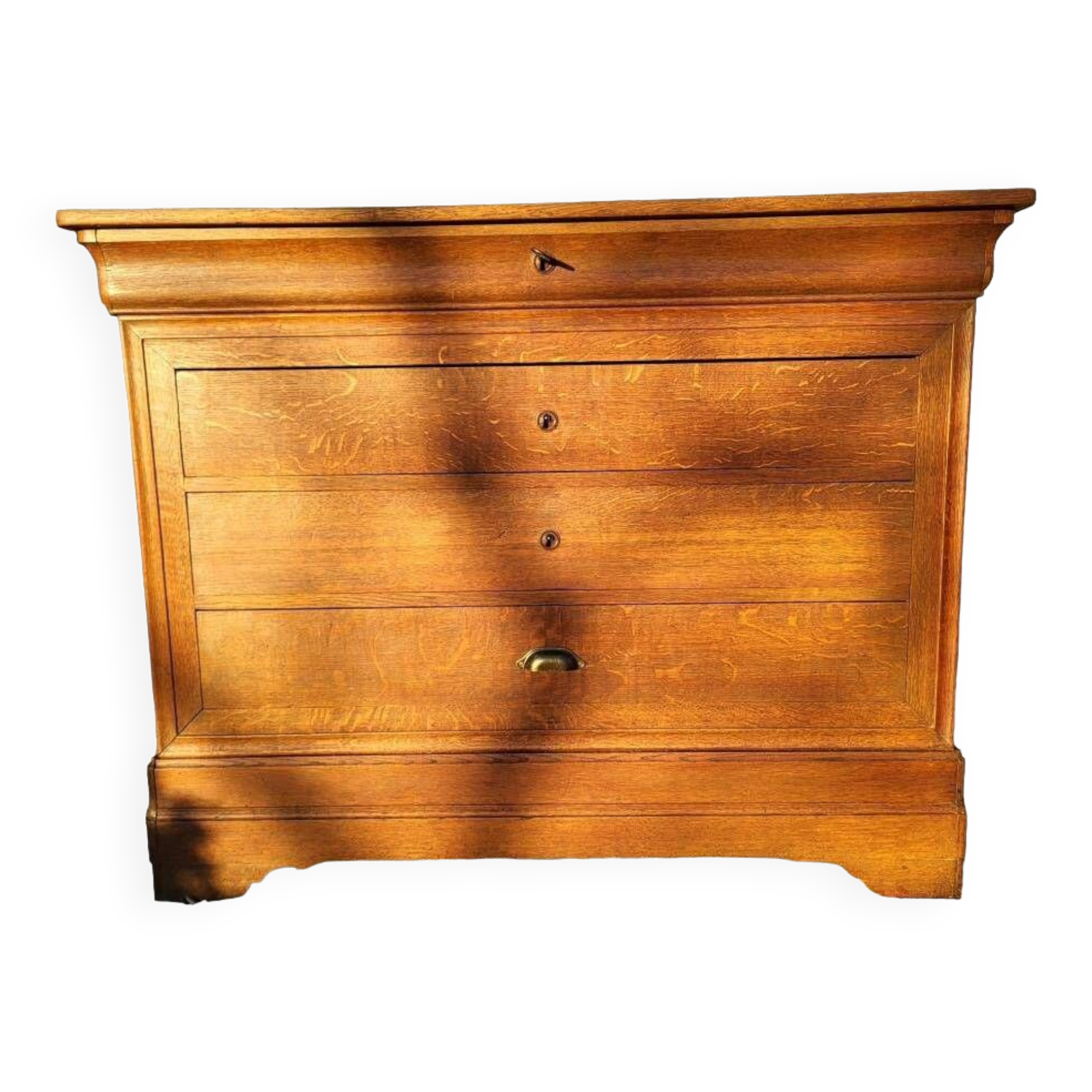 Louis-Philippe 19th century solid oak chest of 4 drawers