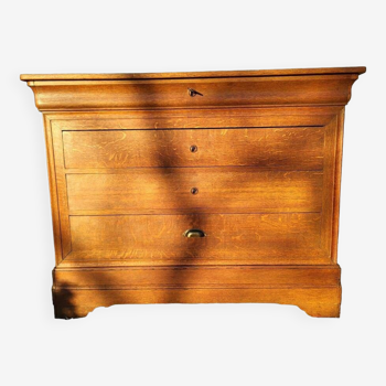 Louis-Philippe 19th century solid oak chest of 4 drawers