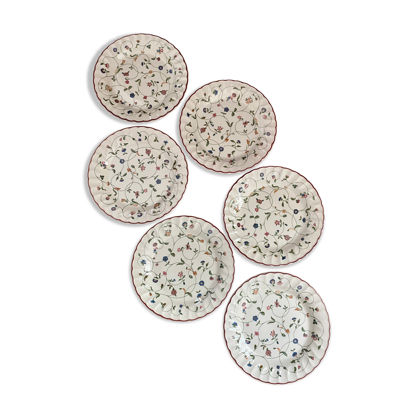 6 flat plates Oakwood Staffordshire Tableware