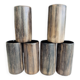 Six terracotta glasses, matt and glazed
