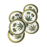 Gien enamelled sandstone dessert plates "Herbier"