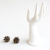 Hand ring white porcelain vase 70s