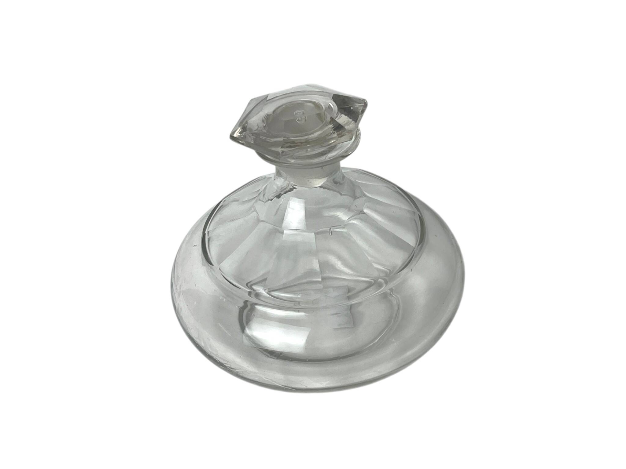 Faceted glass carafe with stopper from Italy circa 1950.