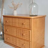 Vintage rattan chest of drawers