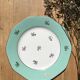 6 flat mint plates and golden flowers