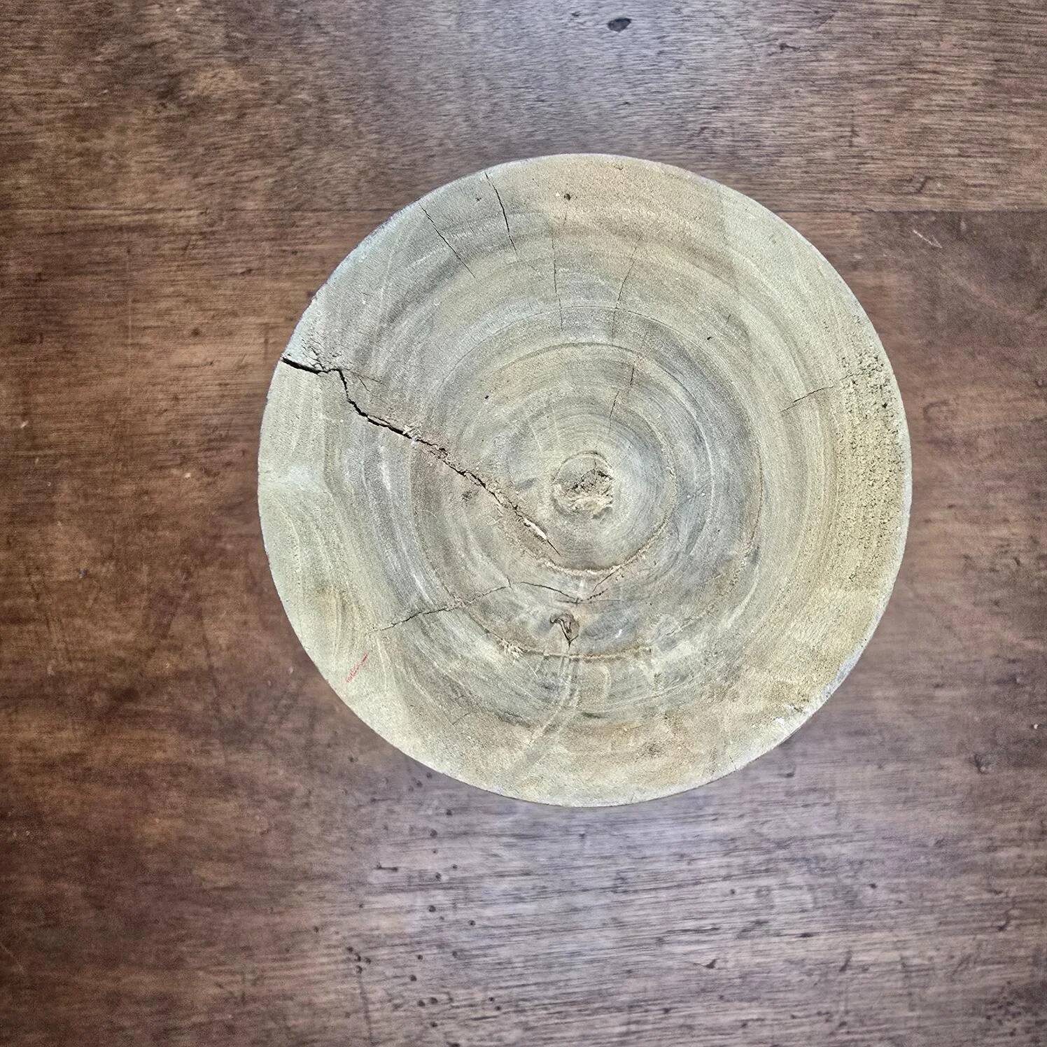 Ancient turned wooden vase, olive or fruitwood.