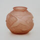 Art deco ball vase in pink glass paste with bird decoration