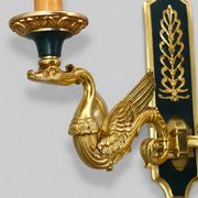 Pair of Gilded Bronze Wall Lights in Empire Style with Two Lights by Lucien Gau