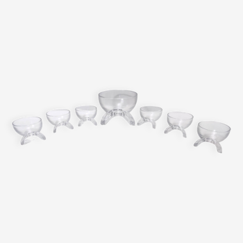 Set of Seven Crystal Serving Bowls by Taddei Sestini for Kristall Krisla