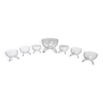 Set of Seven Crystal Serving Bowls by Taddei Sestini for Kristall Krisla