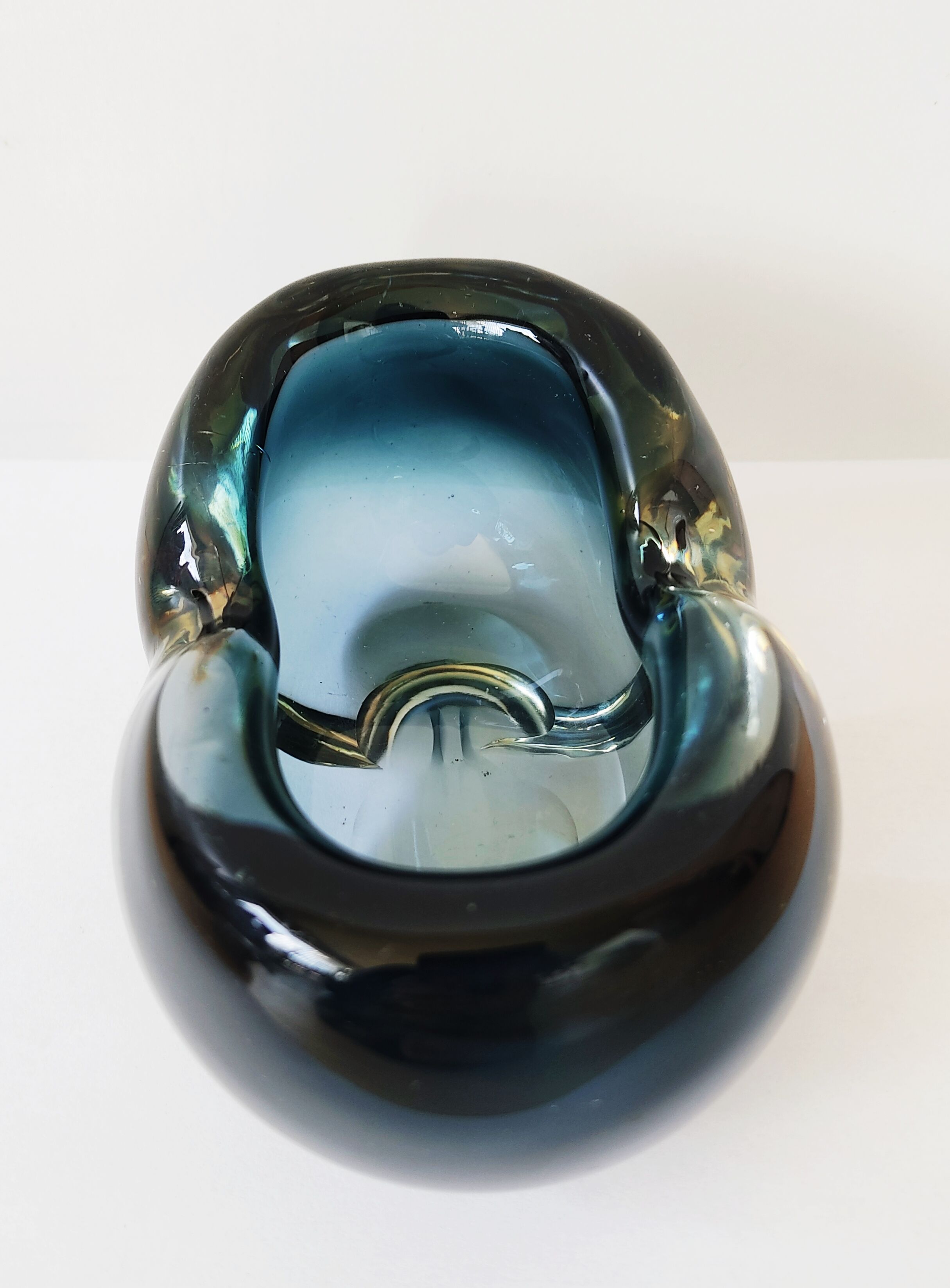 Blue-grey glass trinket bowl