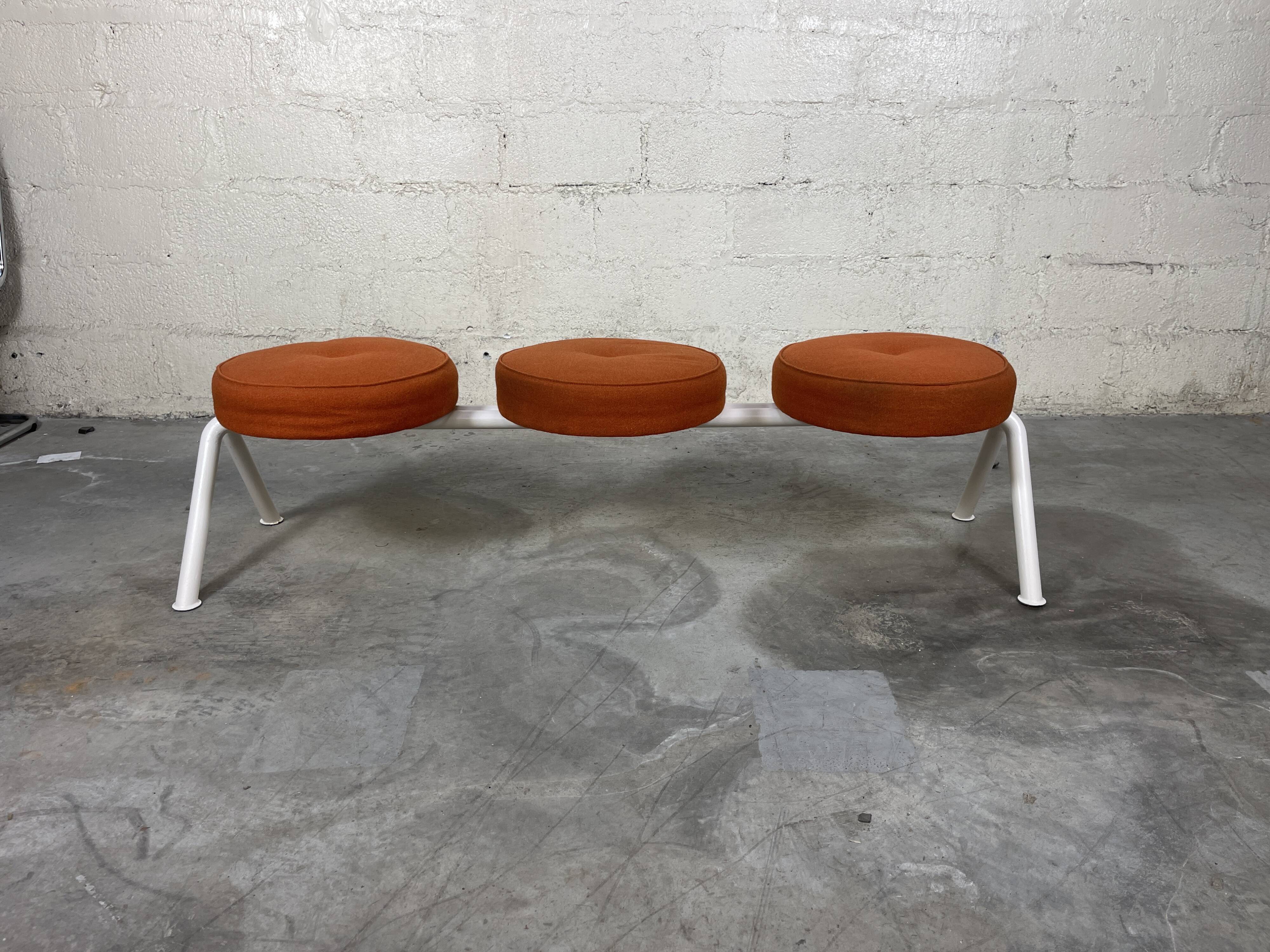 Trio bench seat orange white steel