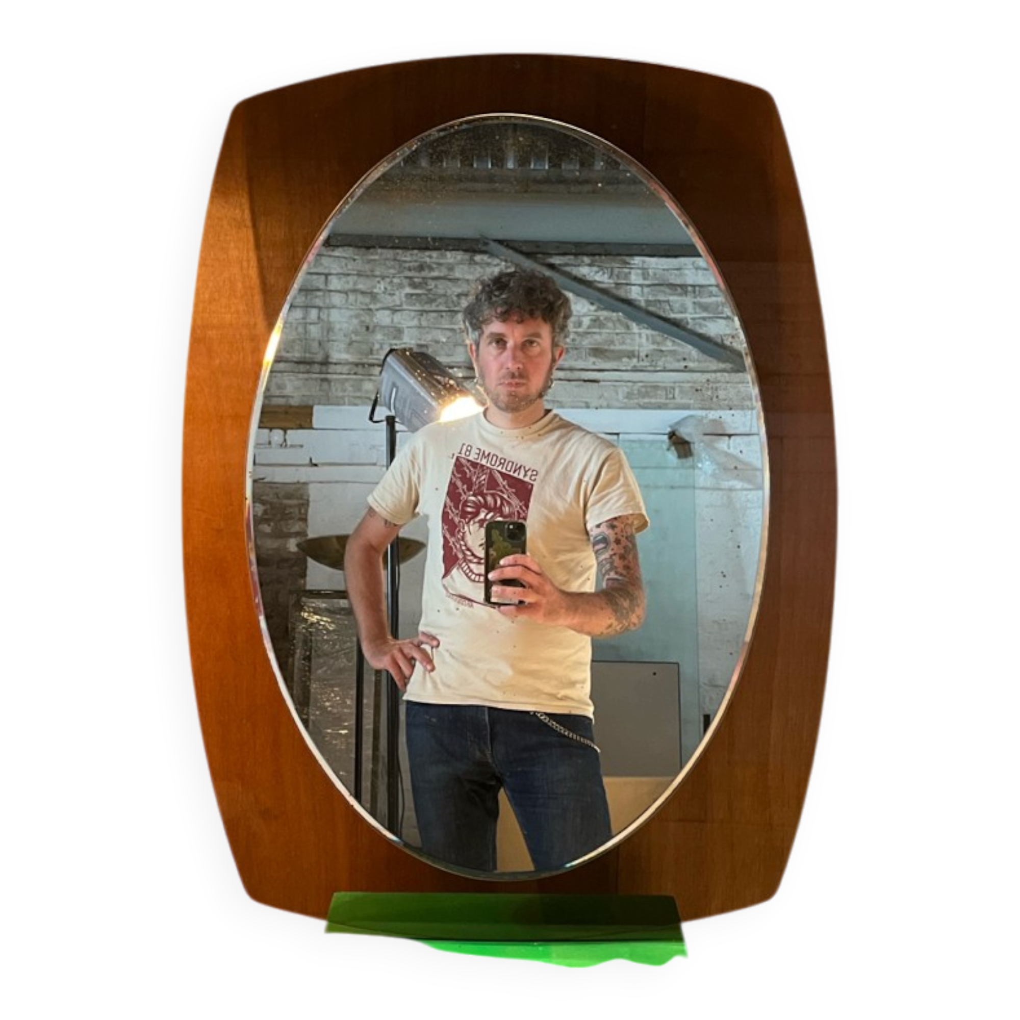 Vintage smoked glass mirror from around 1970.