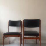 Pair of scandinavian chairs, teak and leather, 1960