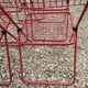 Set of 5 vintage red metal mesh folding chairs, Ted Net style.