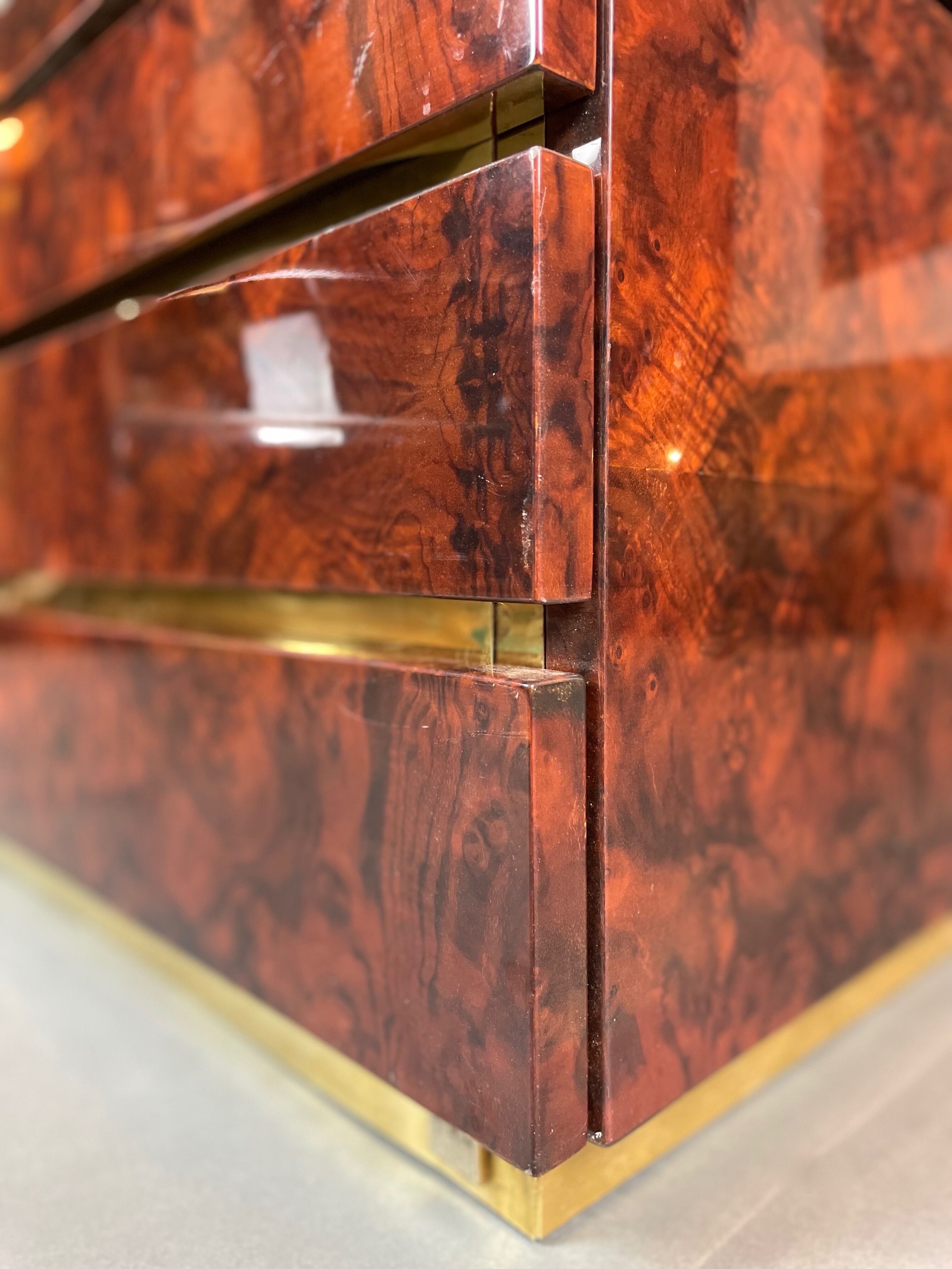 Bedside of Jean-Claude Mahey in elm magnifying glass and brass circa 1970