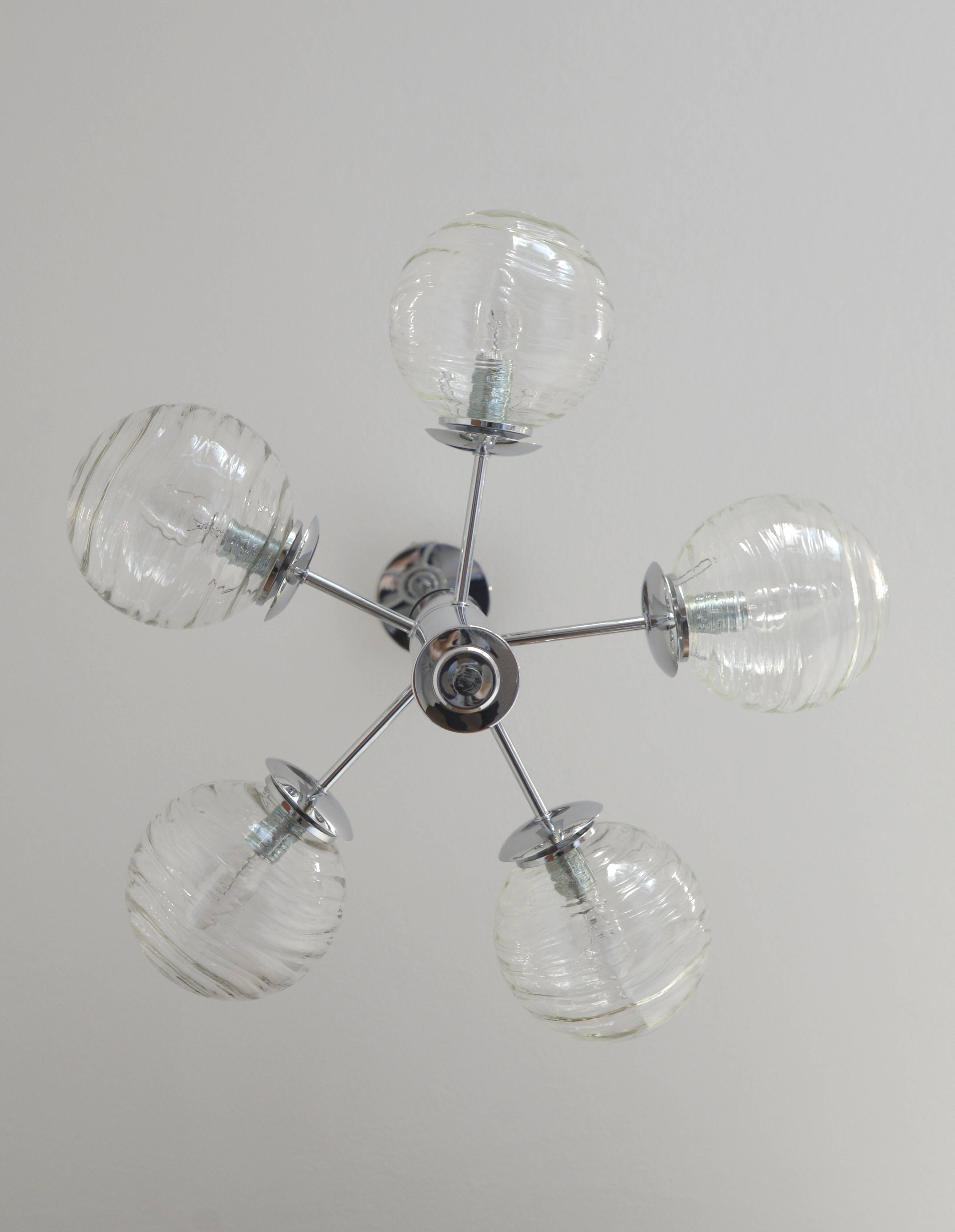 Vintage Pendant Light / Mid Century Modern Sputnik / Chrome Hanging Lamp