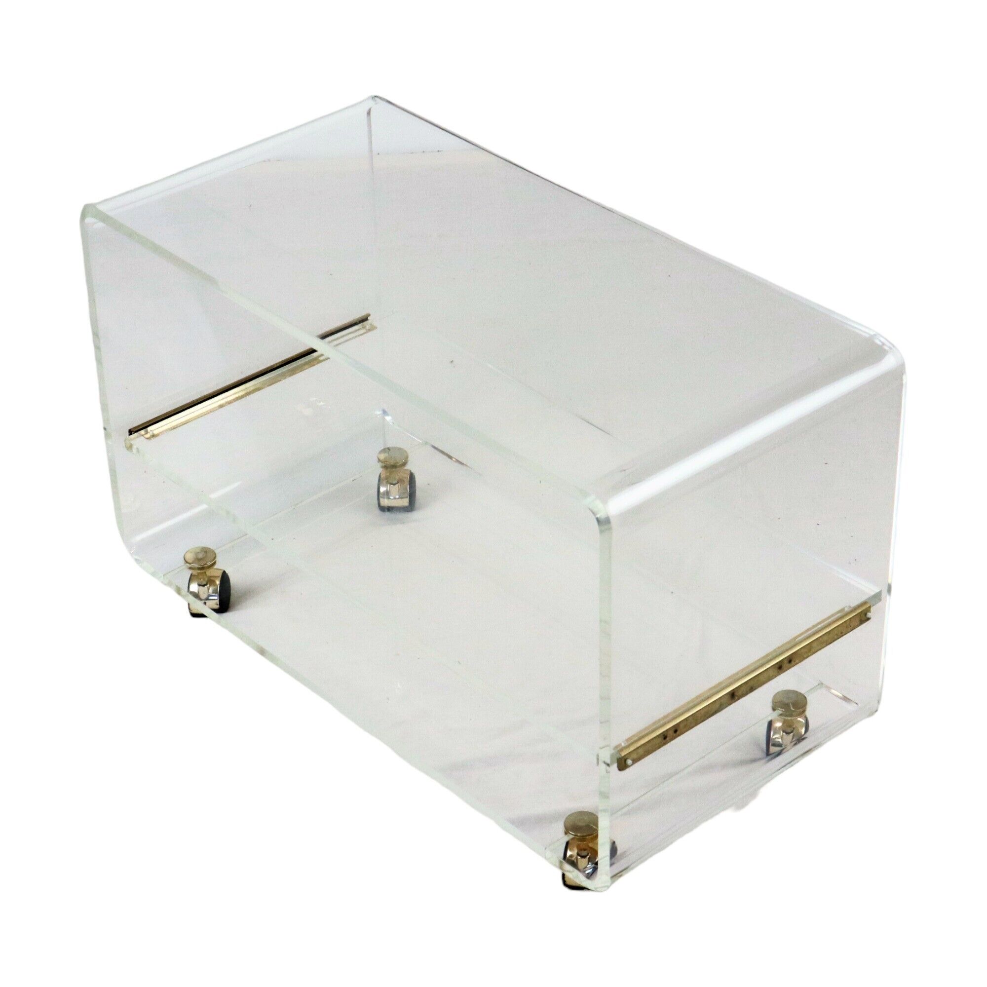 Design TV furniture Coffee table Plexiglas Perspex David Lange Les Invisibles 1970
