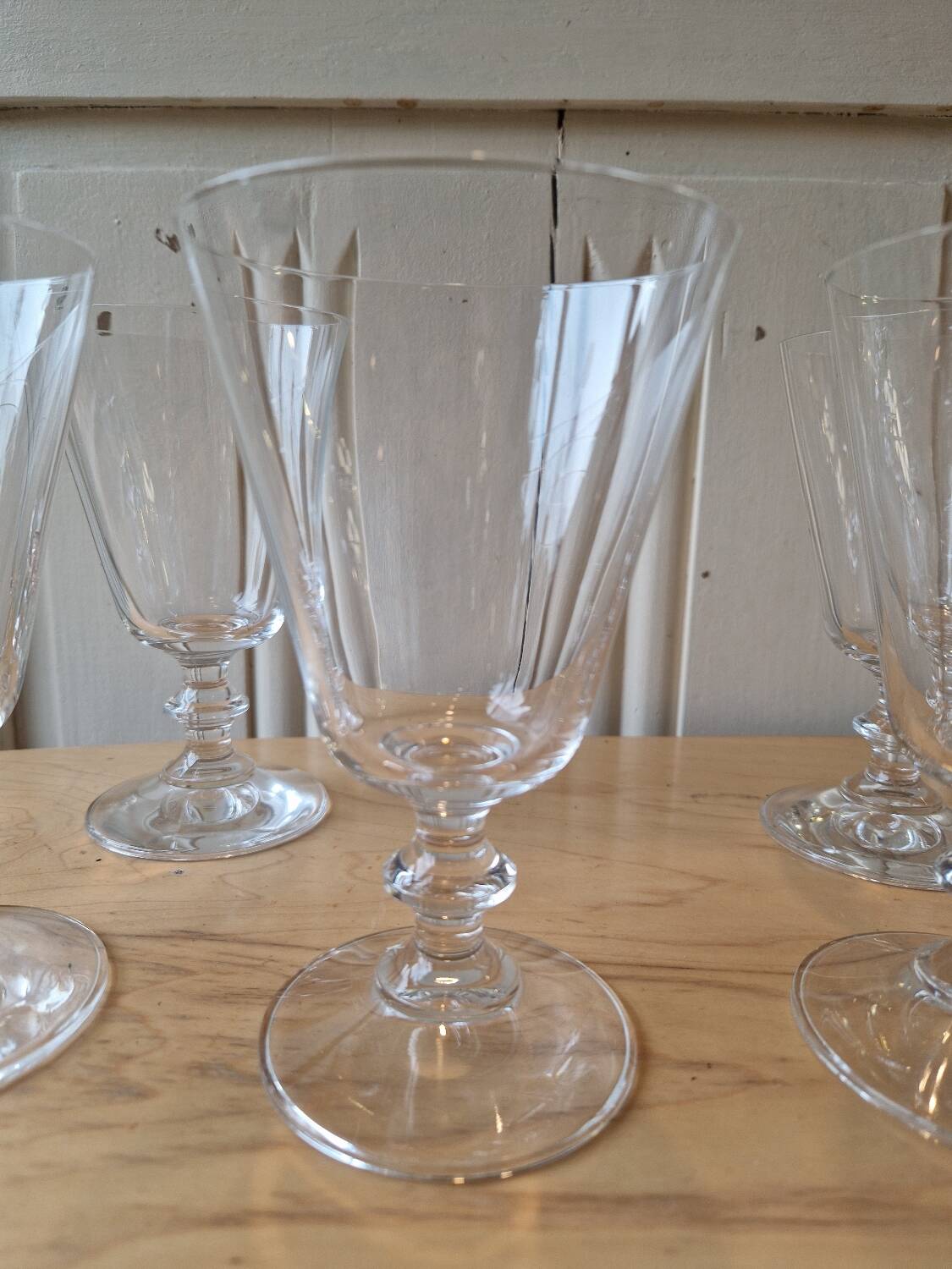 Set of 10 vintage 1970s crystal water or wine glasses