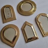 Set of 5 Moroccan mirrors in vintage brass 12 cm