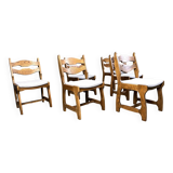 Set of 6 vintage brutalist dining chairs, 1960s