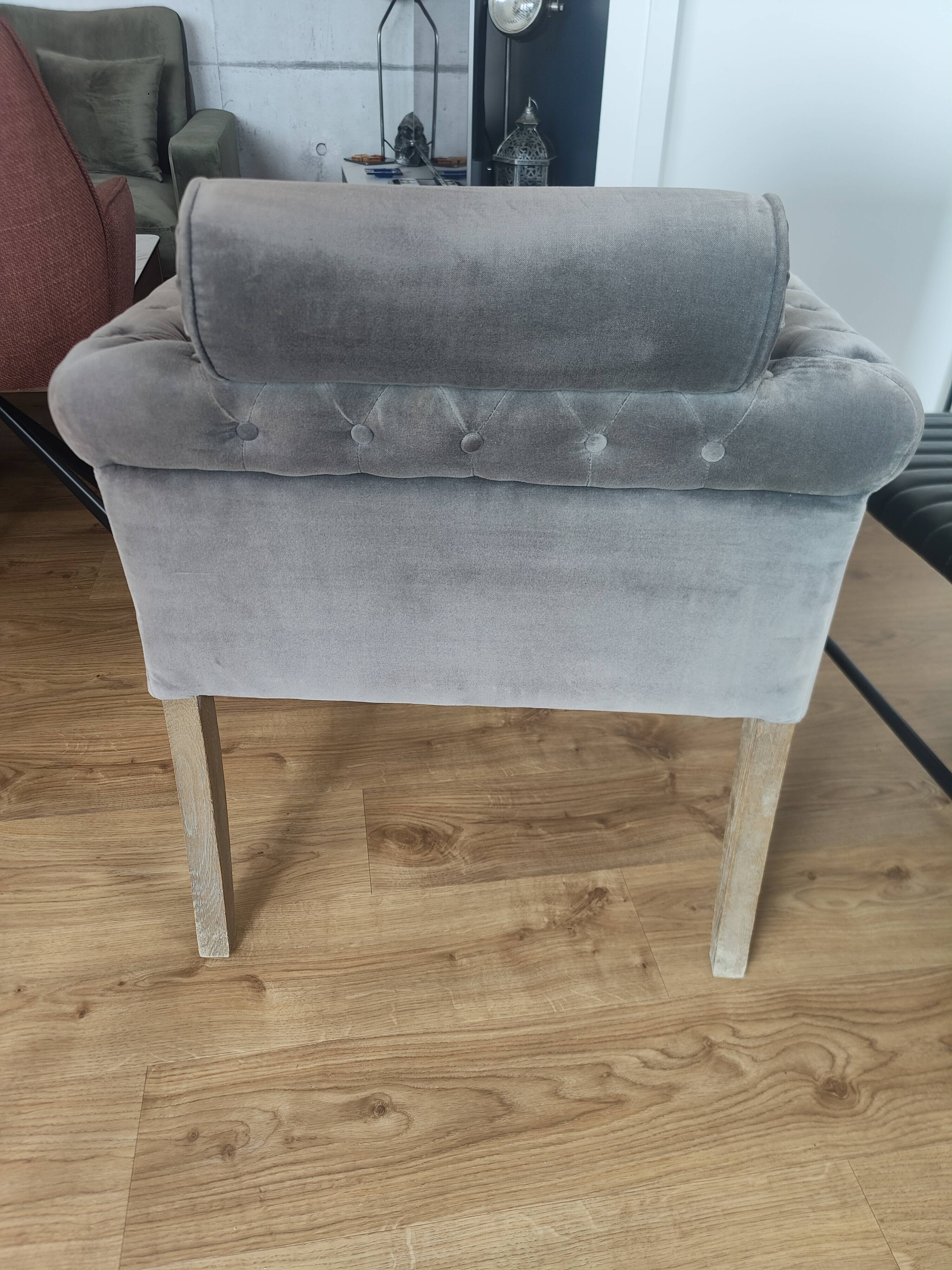 Fauteuil kennedy velours gris blanc d'ivoire