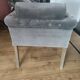 Fauteuil kennedy velours gris blanc d'ivoire