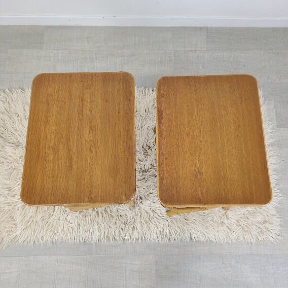 Pair of vintage rattan bedside table in 70s