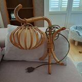 2 sconces in rattan and bamboo 70s
