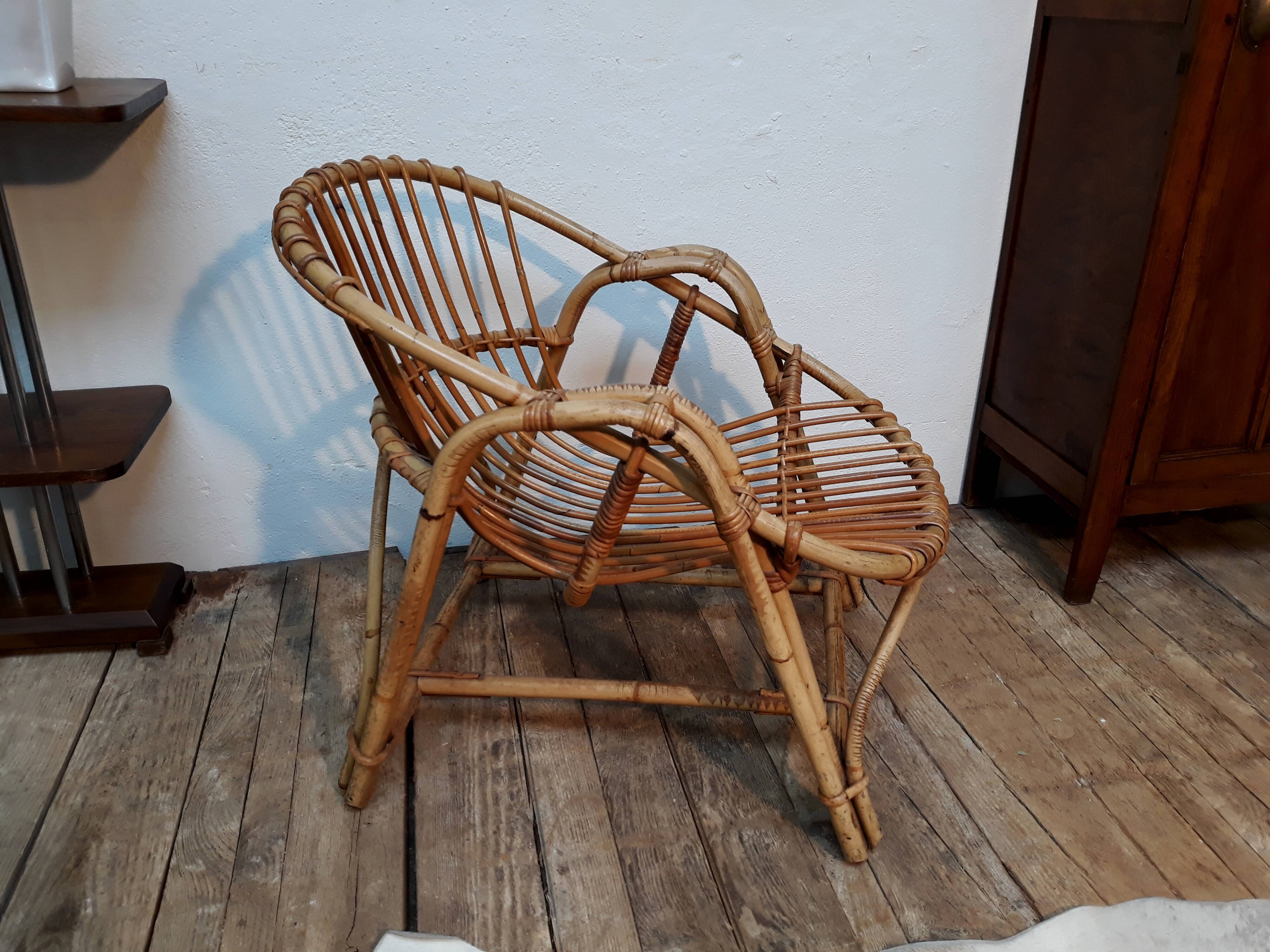 Vintage rattan armchair