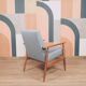 Vintage armchair light gray wool design by H.Lis