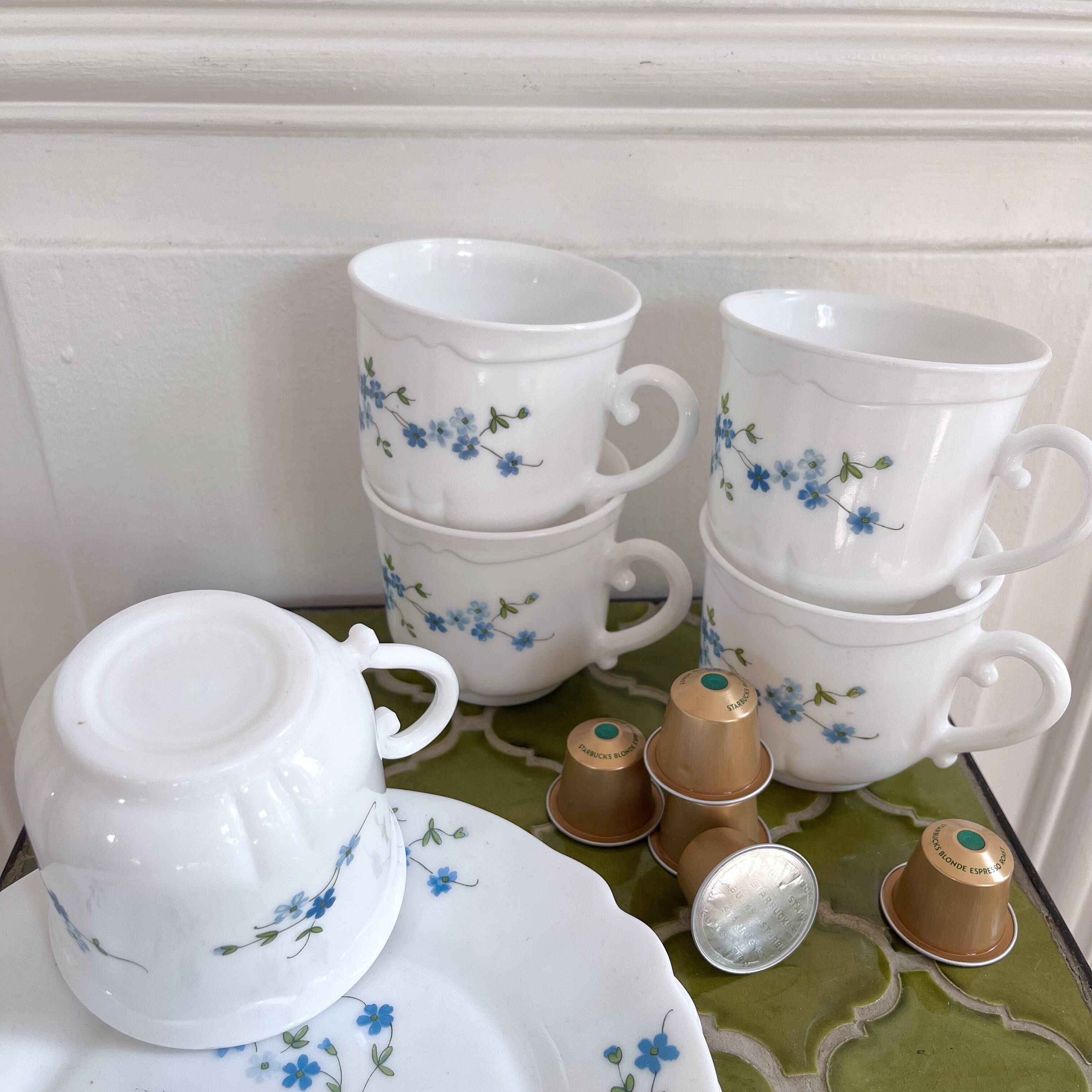 Lot 5 large vintage Arcopal myosotis Veronica tea and coffee cups