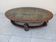 1980s vintage coffee table with slate and solid oak.