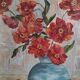 Vintage French oil painting of flowers