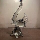 Pied de lampe en cristal en forme de poisson, années 50