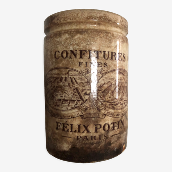 Old jam jar Félix Potin Paris in earthenware