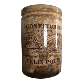 Old jam jar Félix Potin Paris in earthenware