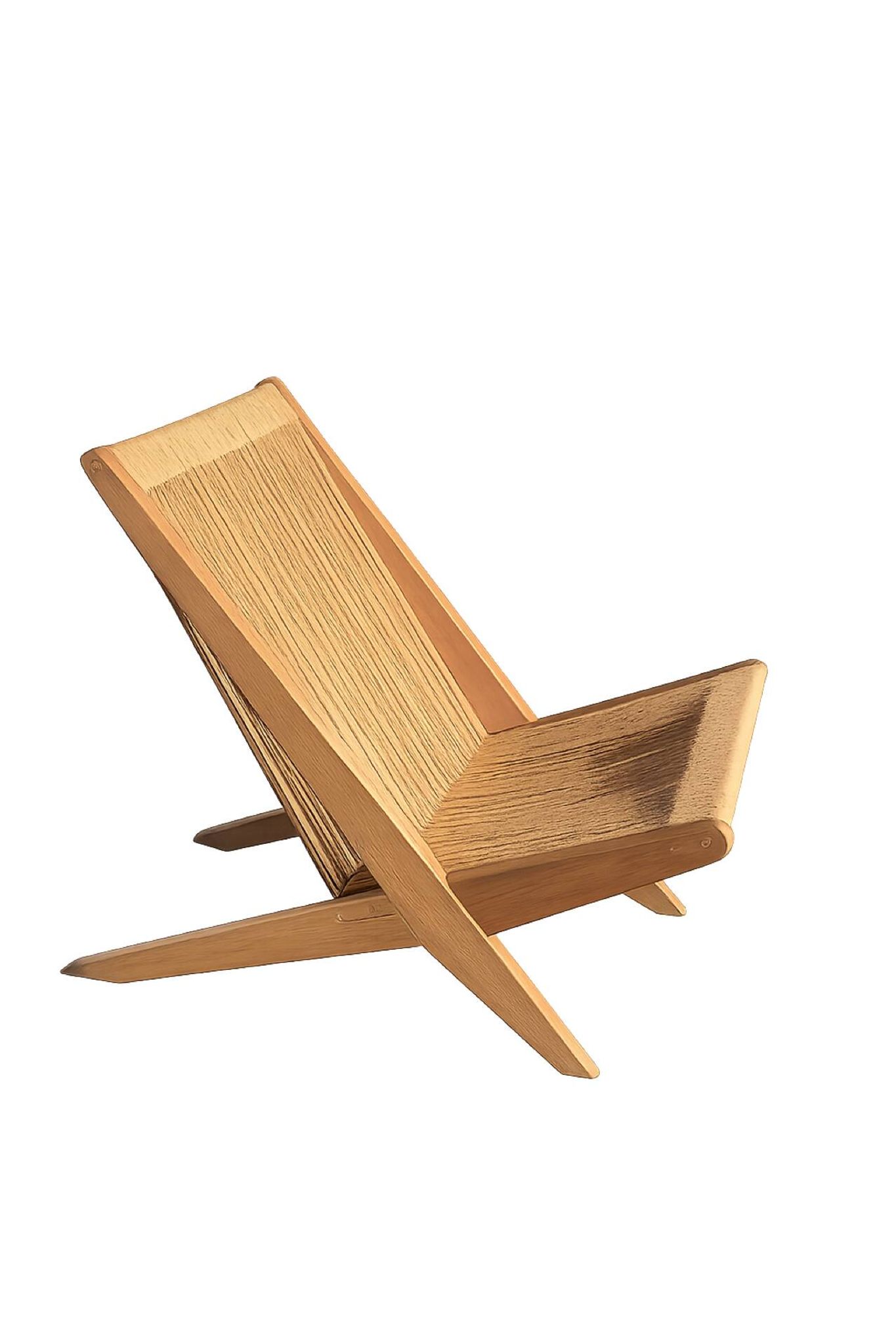 Sculptural lounge chair in oak w/ paper cord