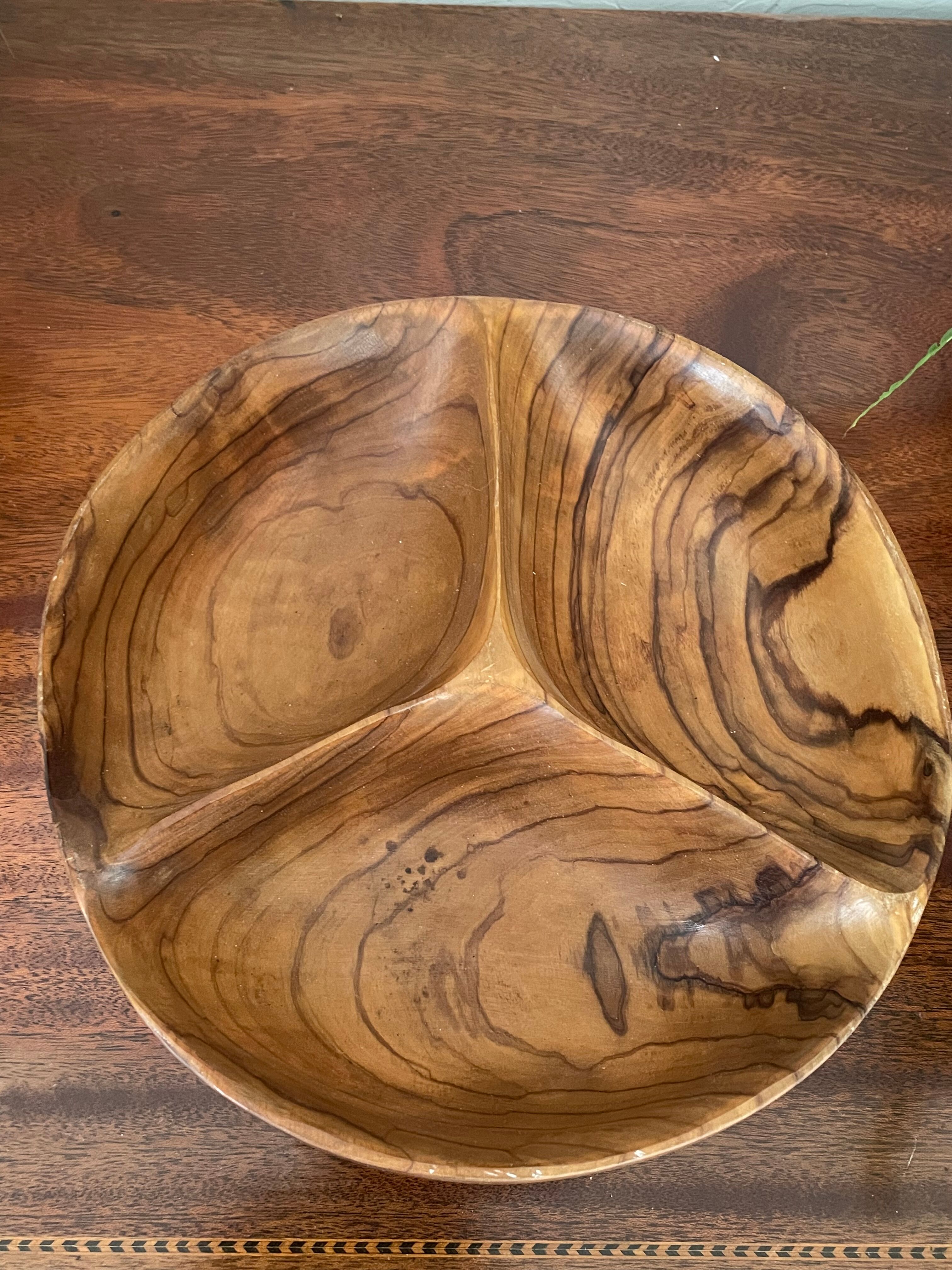 Vintage olive wood dish