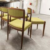 Lot of 6 teak and fabric chairs