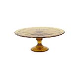 Vintage orange amber cake dish present dish pressed glass 27cm