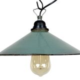 Industrial Petrol Enamel Factory Pendant Lamp, 1960s