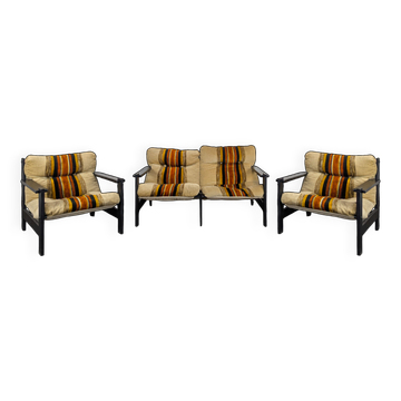 Scandinavian sofa set with 2 armchairs.