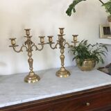 Pair of golden bronze candlesticks
