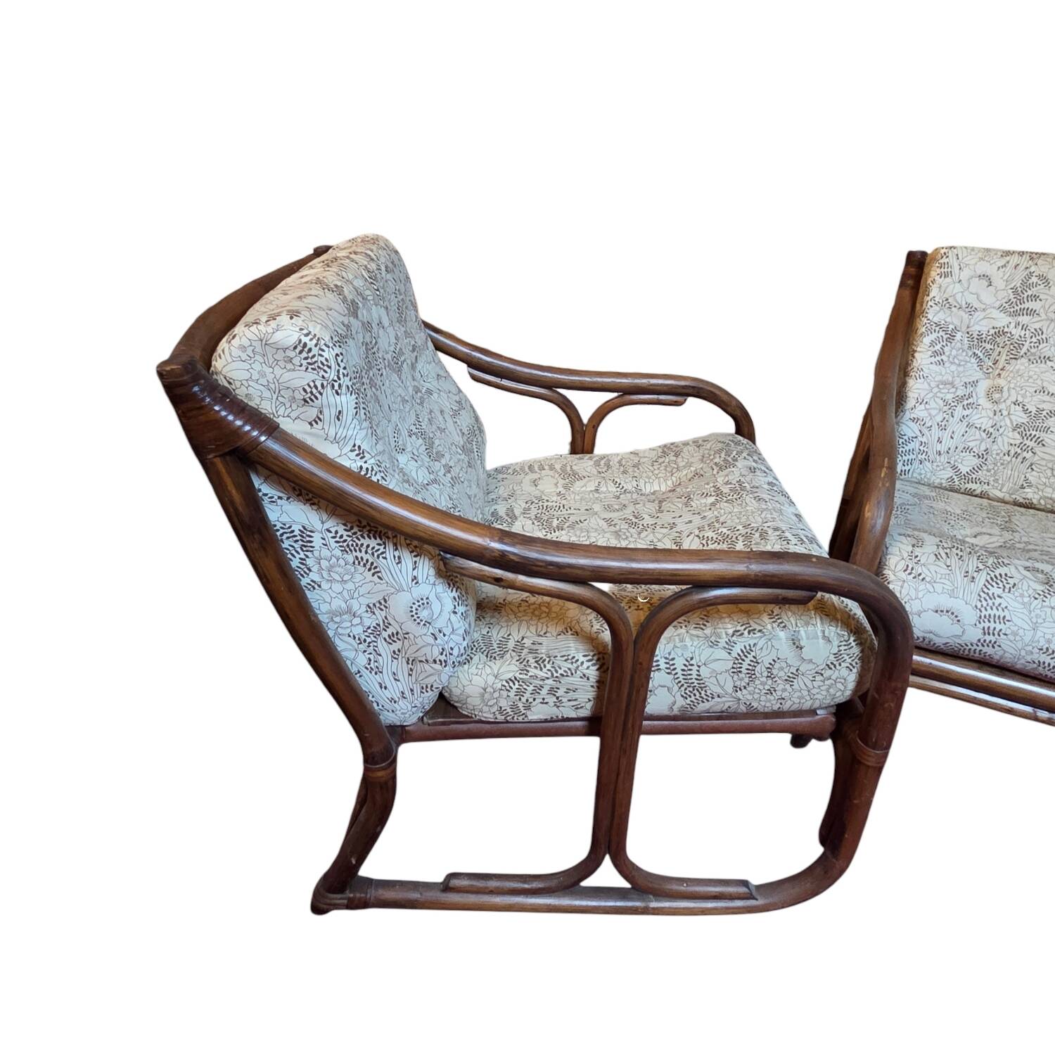 Pair of vintage rattan armchairs  
1960s–1970s