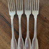 4 silver metal forks