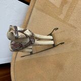 Antique toy horse in ivory and black wood, visible framework, Czech Republic, late 19th century.