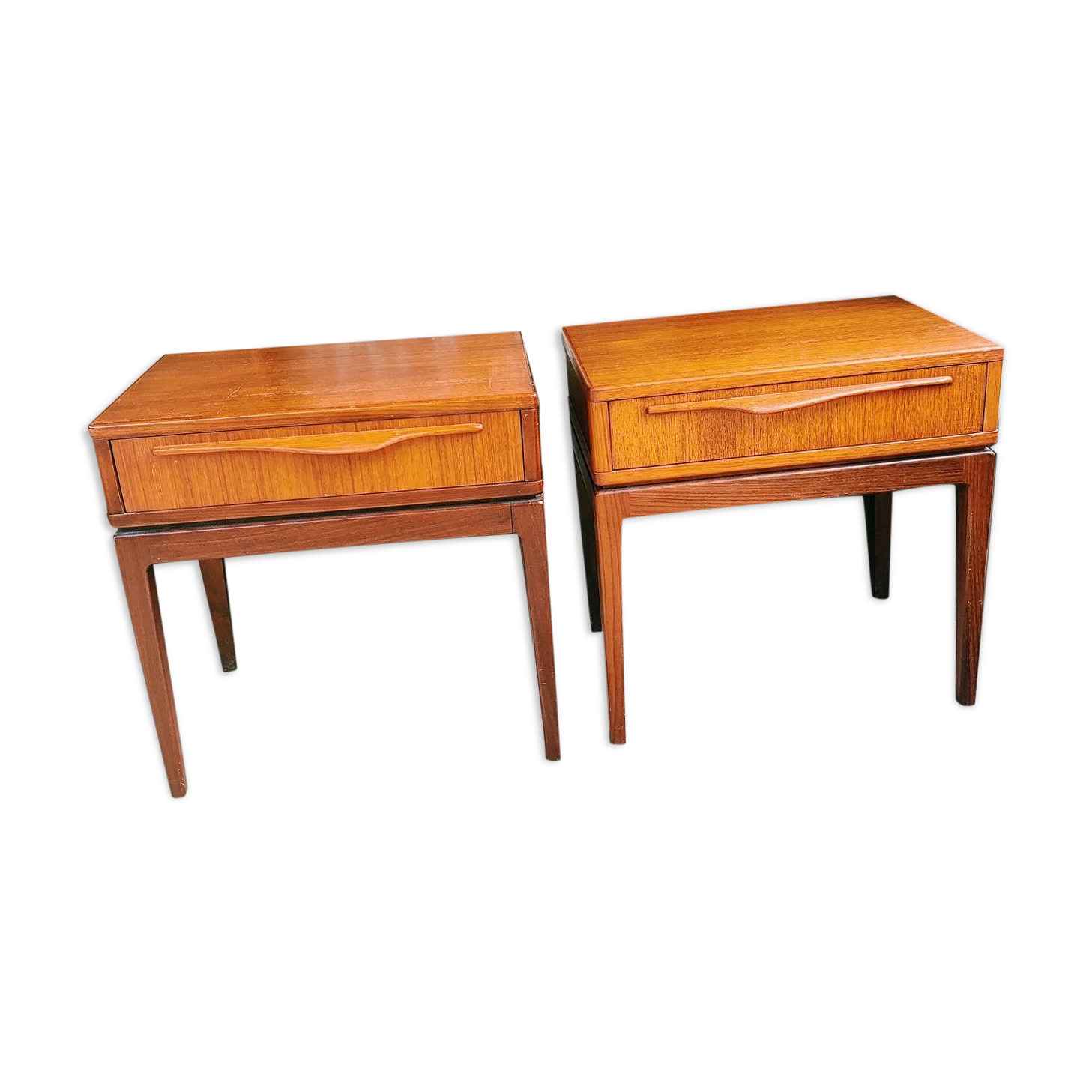 Pair of teak bedsides