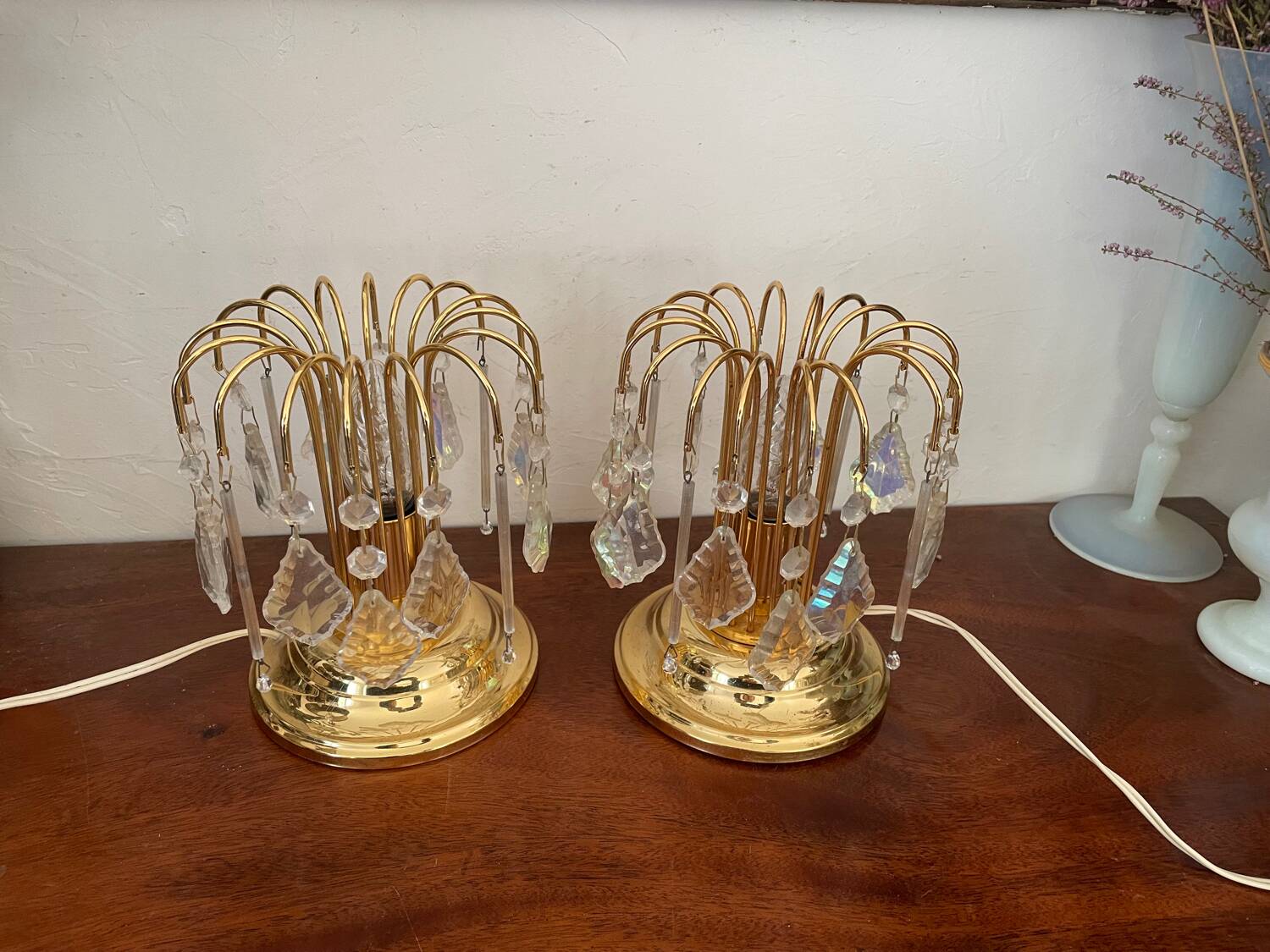 Pair of vintage gold accent lamps